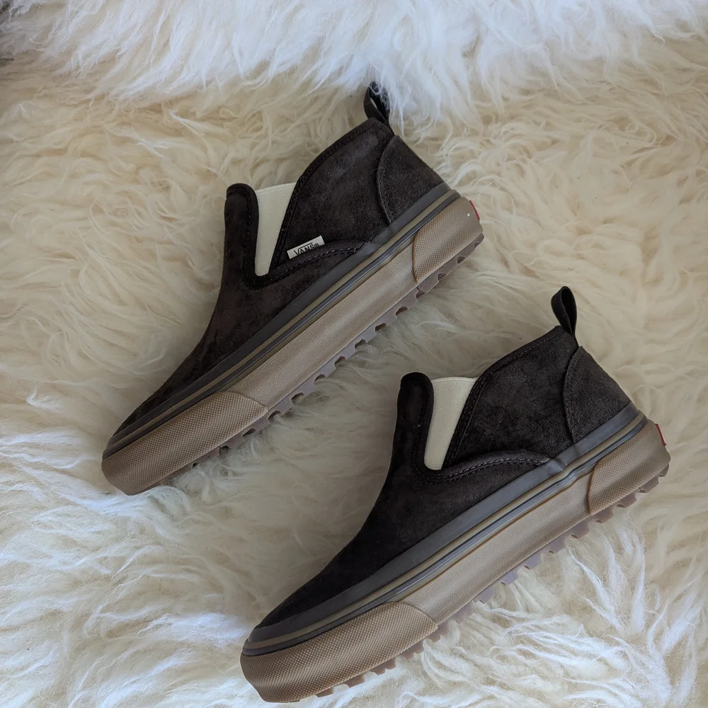 Vans Brown Suede Sherpa Lined Slip-On Shoes - Picture 7 of 10